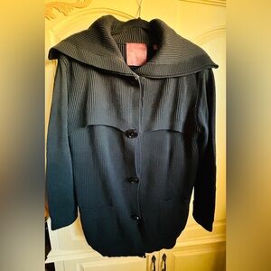 525 America Black Ribbed Knit Cardigan